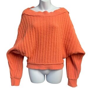 Free People Cabin Fever Sweater Womens XS Coral Slouchy Lounge Cozy Soft Stretch